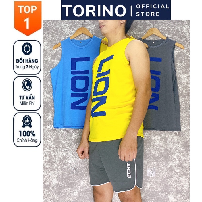 Áo Tập Gym Nam Cao Cấp, Áo Thun Ba Lỗ In Hình 𝐋𝐈𝐎𝐍 thun Cotton thoáng khí - Co Giãn Tốt Nhiều Màu