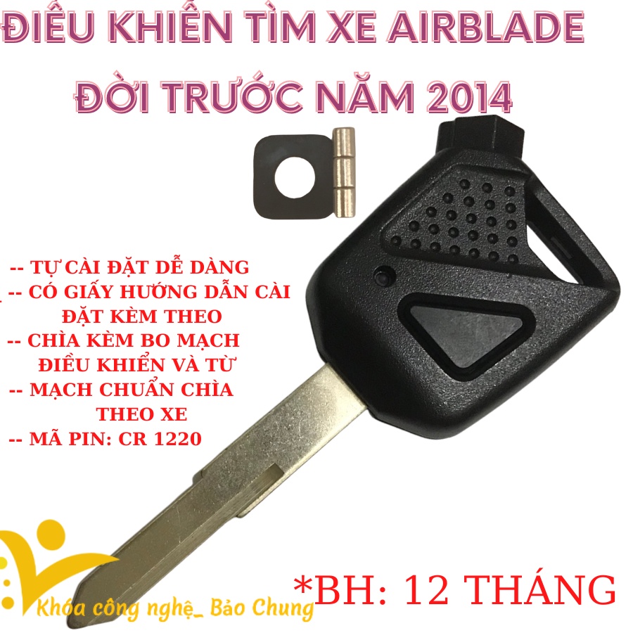 Remote chìa tìm xe Airblade,sh cài đặt dễ dàng không cần đấu nối,chìa zin theo xe.