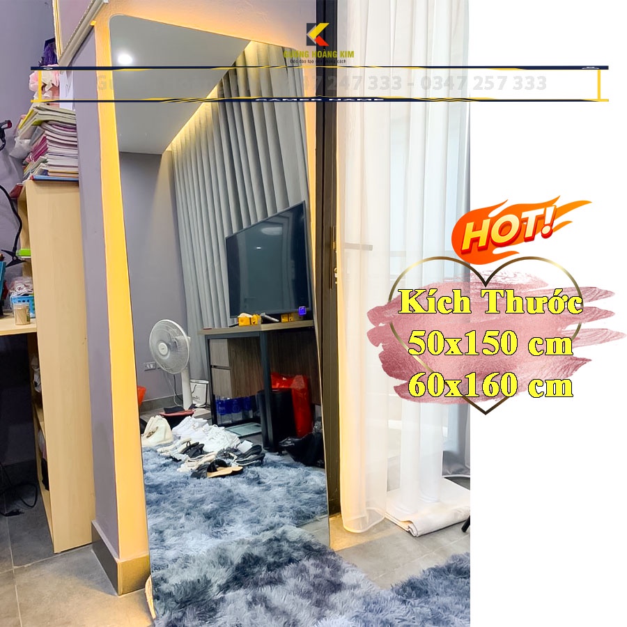 Gương soi toàn thân có đèn led không viền, treo tường trang điểm kích thước 50x160,60x170cm MIRRORTOCTOCHK-1010