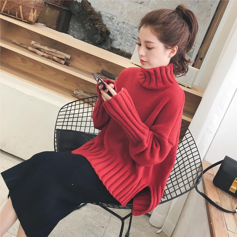 Áo Sweater Cổ Lọ Màu Trơn Thời Trang Thu Đông Phong Cách Hàn Quốc Cho Nữ