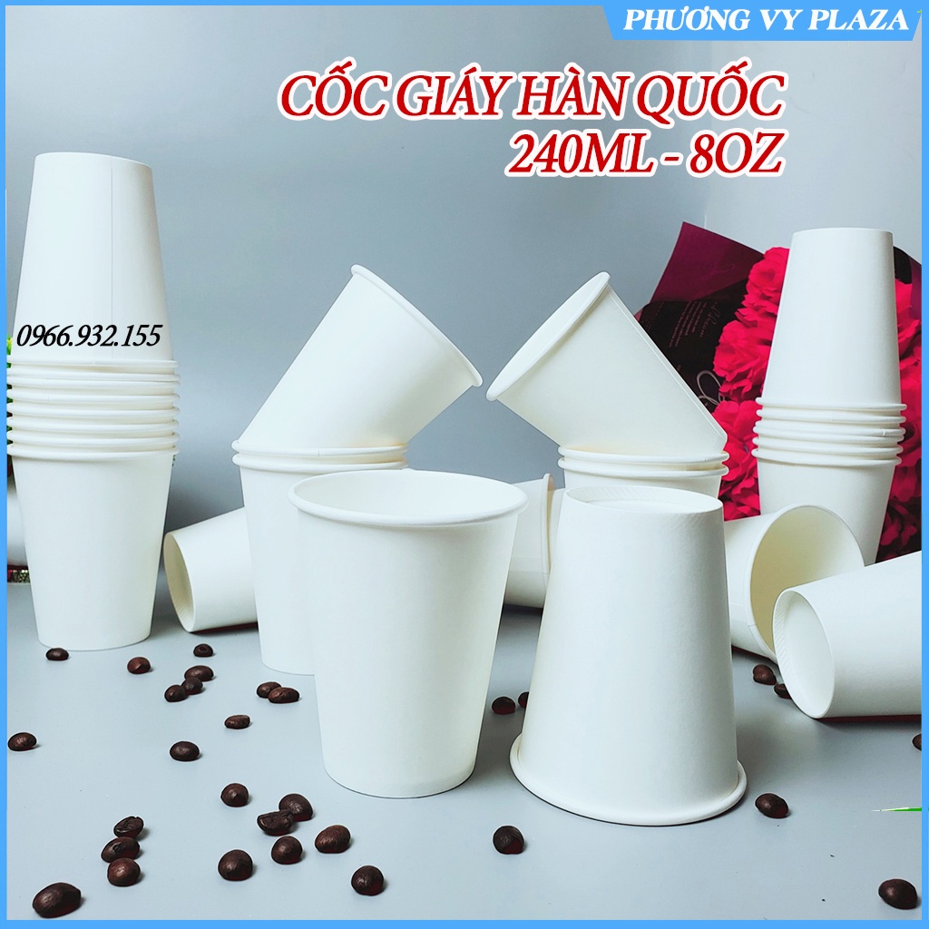 50 cốc giấy hàn quốc 240ml dùng 1 lần size 8OZ