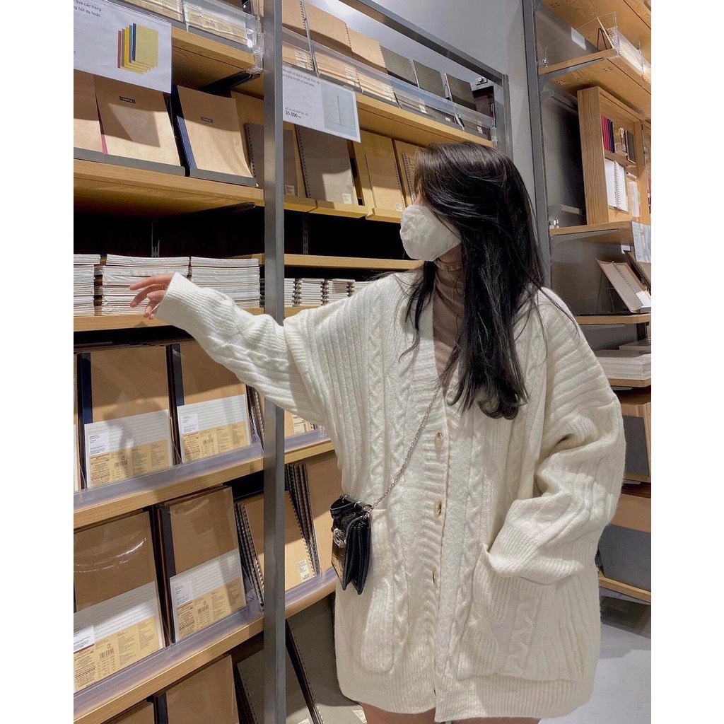 Áo khoác cardigan nữ áo khoác ngoài chất len thừng siêu dày form to hàng đẹp cao cấp PANOSI - A67
