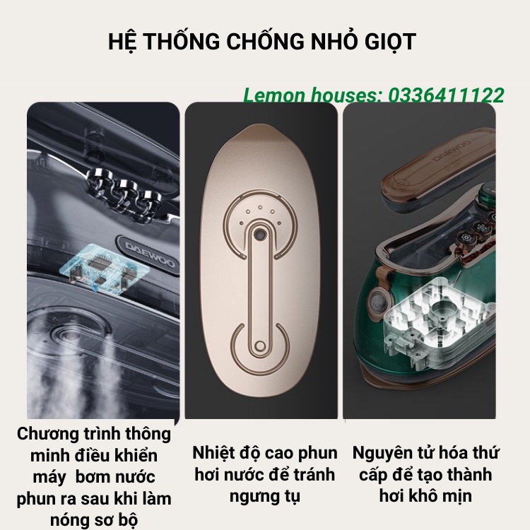 Bàn là hơi nước, máy ủi hơi nước cầm tay Daewoo thế hệ mới thiết kế sang trọng năm 2022