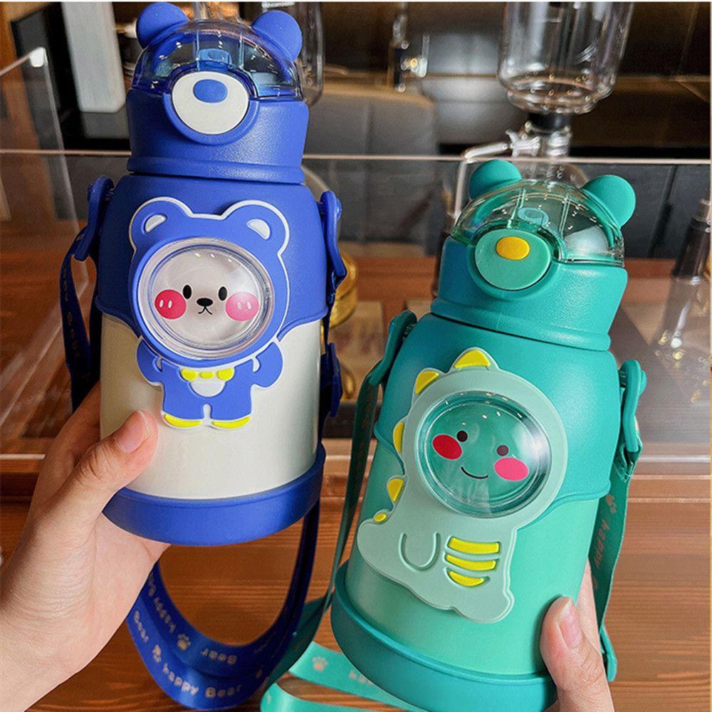 Bình Nước Giữ Nhiệt 500ml Có Ống Hút Họa Tiết Dễ Thương