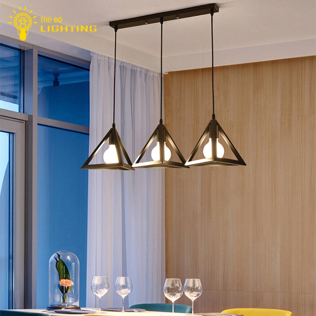 Đèn Thả Trần Phòng Khách THỦ ĐÔ LIGHTING Thiết Kế Chụp Đèn Tam Giác Và 2 Loại Đế Chất Liệu Sắt Sơn Tĩnh Điện Bền Chắc