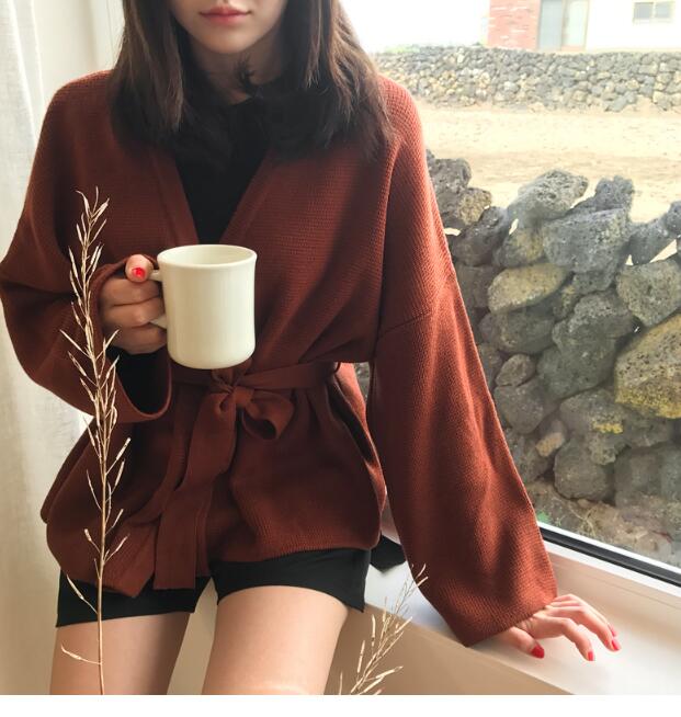 Áo Sweater Nữ Dáng Rộng Cổ Chữ V Màu Trơn Thời Trang