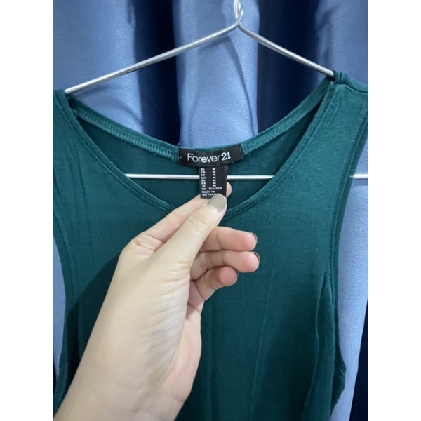 Đầm maxi xanh cổ vịt, F21 chuẩn VNXK