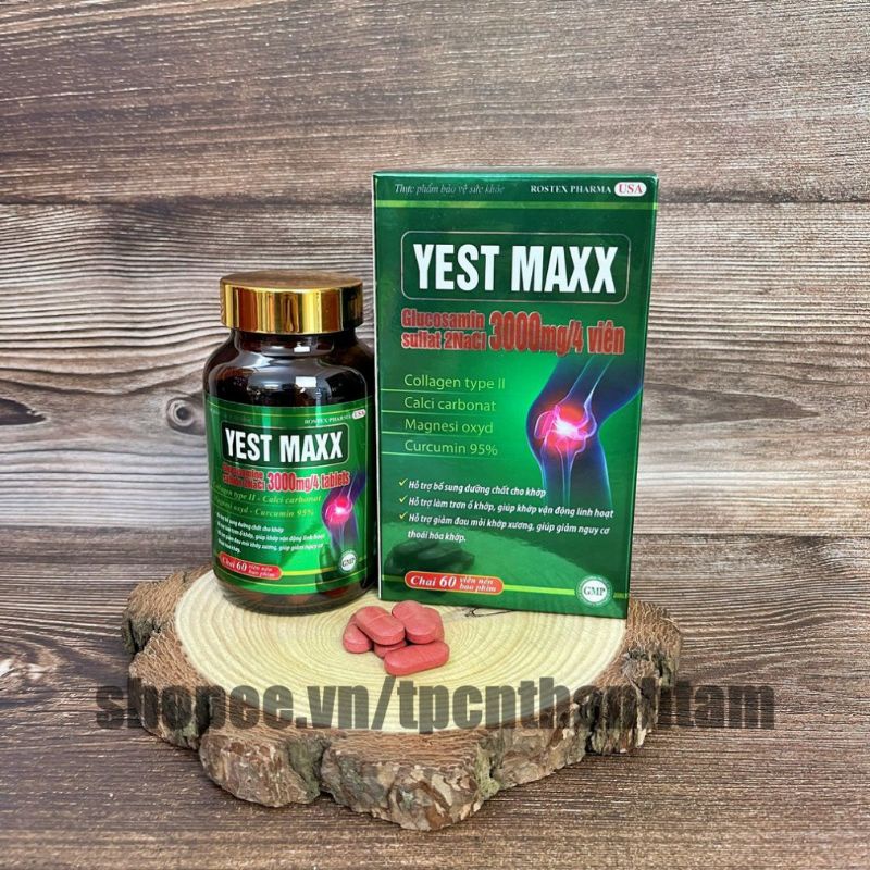 viên uống bổ xương khớp Yest max bổ sung glucosamin hỗ trợ giảm đau mỏi xương khớp - Hộp 60 viên