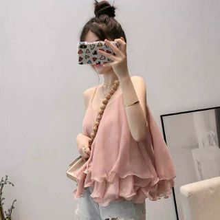 Áo kiểu 2 dây voan tầng xòe
