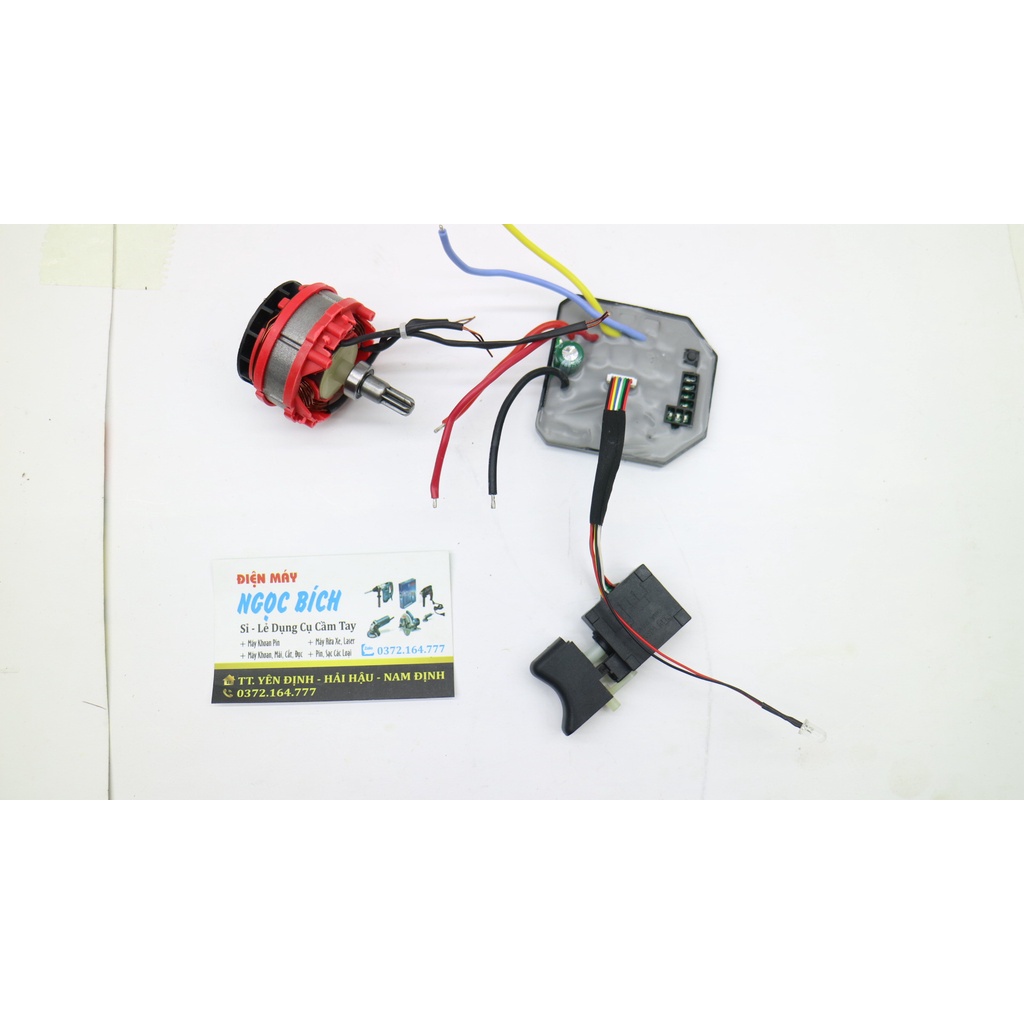Linh kiện máy siết bulong makita 3 đèn không chổi than (Mạch điều khiển, công tắc điều tốc, cuộn dây Stato, Rotor)