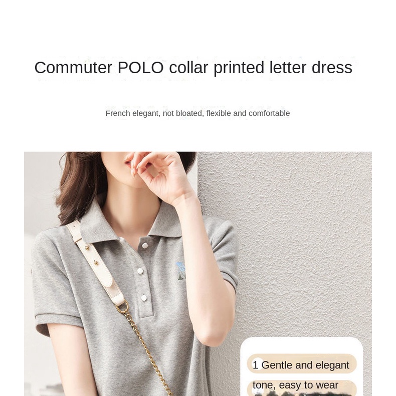 Đầm Thun Cổ POLO Dáng Chữ a Tay Ngắn Dáng Rộng Thời Trang Mùa Hè Hàng Mới