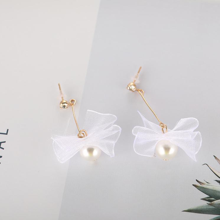 Bông tai dài đơn giản hoang dã, hoa ngọc nhỏ thả, dài - Khuyên tai BT45