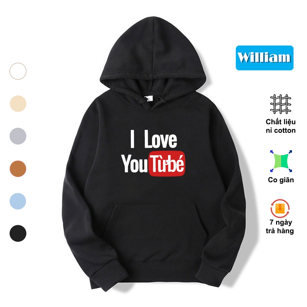 Áo hoodie nỉ bông nam nữ in hình I Love You Từ Bé cực dễ thương, chất nỉ poly mềm mịn , giữa ấm tốt William - DS234