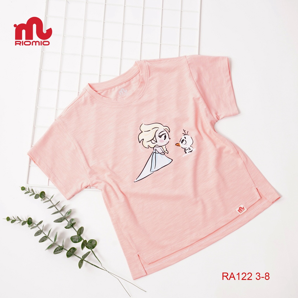 Áo thun bé gái ngắn tay RIOMIO vải cotton 4 chiều cao cấp thoáng mát hoạ tiết công chúa Anna - Elsa Pricess - RA122