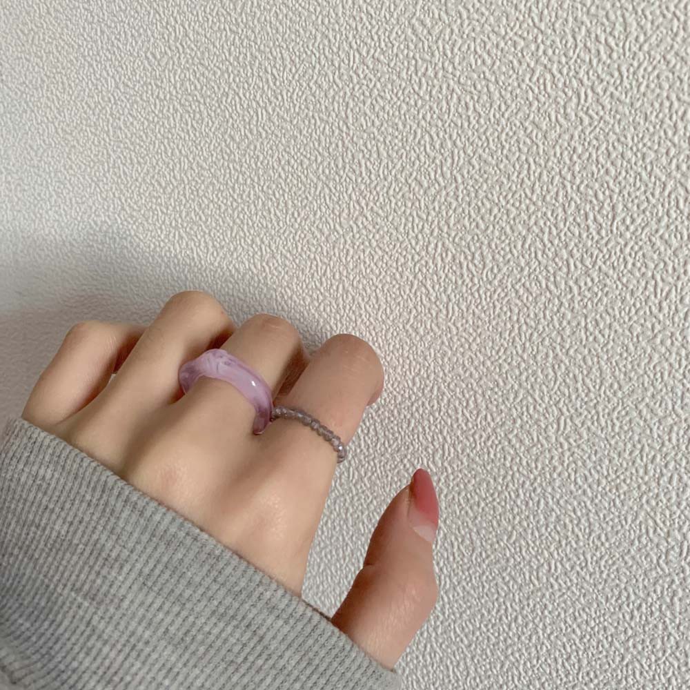 Set 2 Nhẫn Acrylic Trong Suốt Nhiều Màu Sắc Phong Cách Cổ Điển Thời Trang Cho Nữ