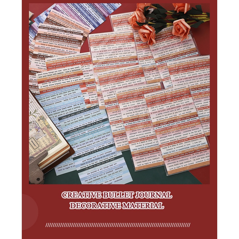 Bộ 406 Miếng Dán Chữ Tiếng Anh Vintage Trang Trí Điện Thoại / Sổ Tay DIY
