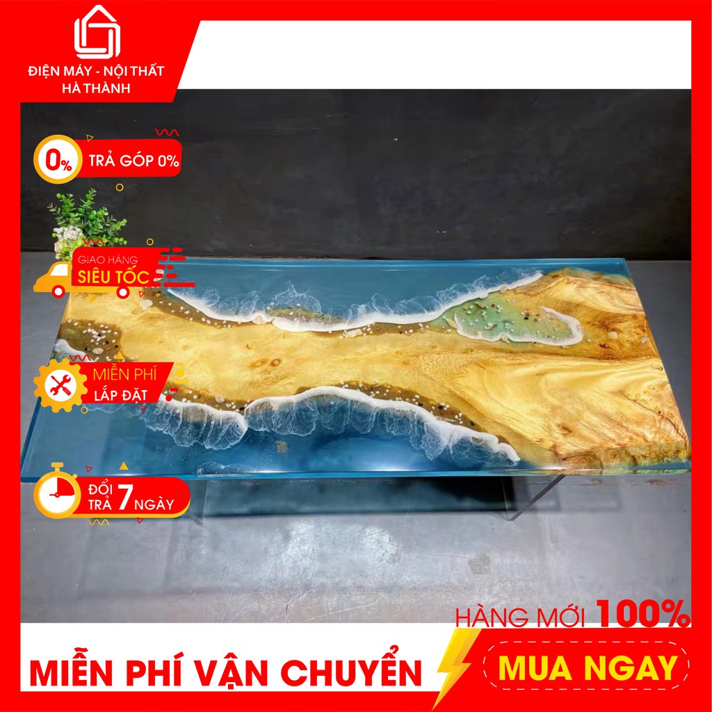 Mặt bàn Resin- Bàn chữ nhật gỗ me tây, Epoxy độc đáo