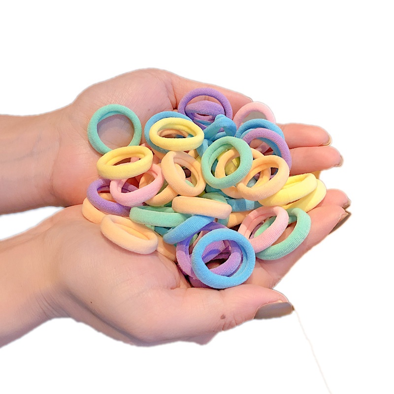 Set 100 dây buộc tóc nhiều màu sắc phong cách Hàn Quốc xinh xắn cho nữ