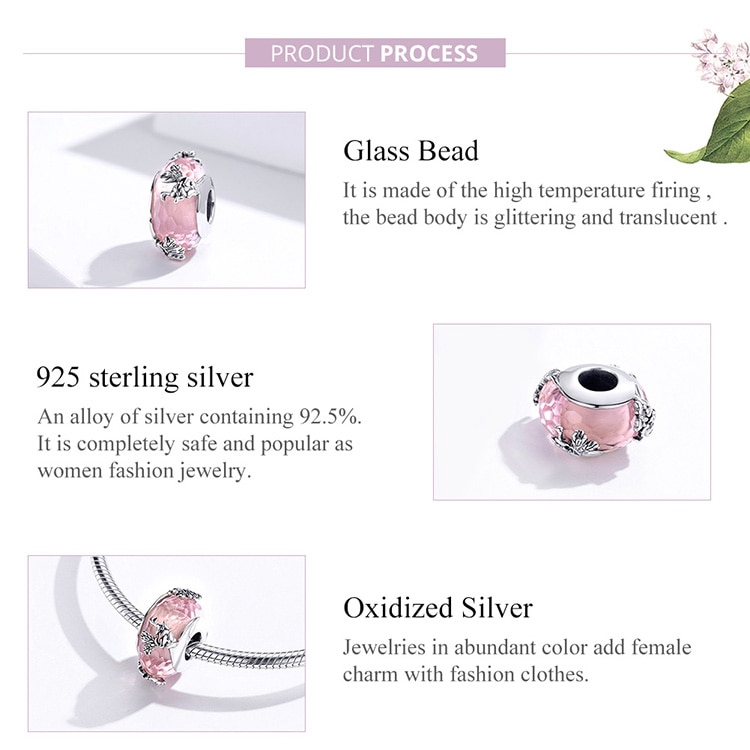 Phụ Kiện Hạt Trang Sức Bamoer SCC1285 Bằng Bạc S925 Hình Cánh Bướm Đính Hạt Pha Lê Phong Cách Châu Âu DIY