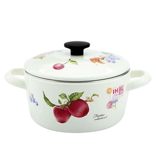 Nồi tráng men nhật bản cao cấp fujihoro - sử dụng bếp từ - trắng