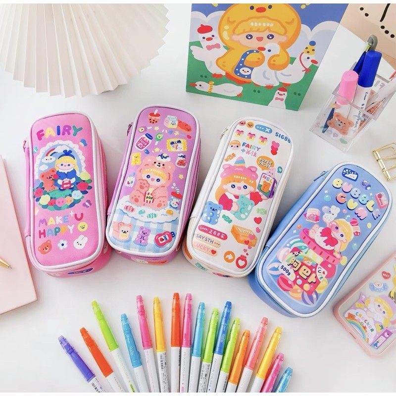 HỘP BÚT BÉ GÁI MÀU SẮC BUBBLE GUM