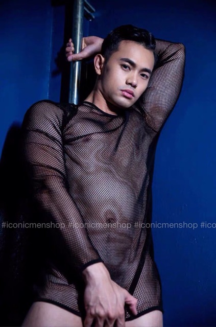 Áo thun lưới sexy cổ tròn cho nam