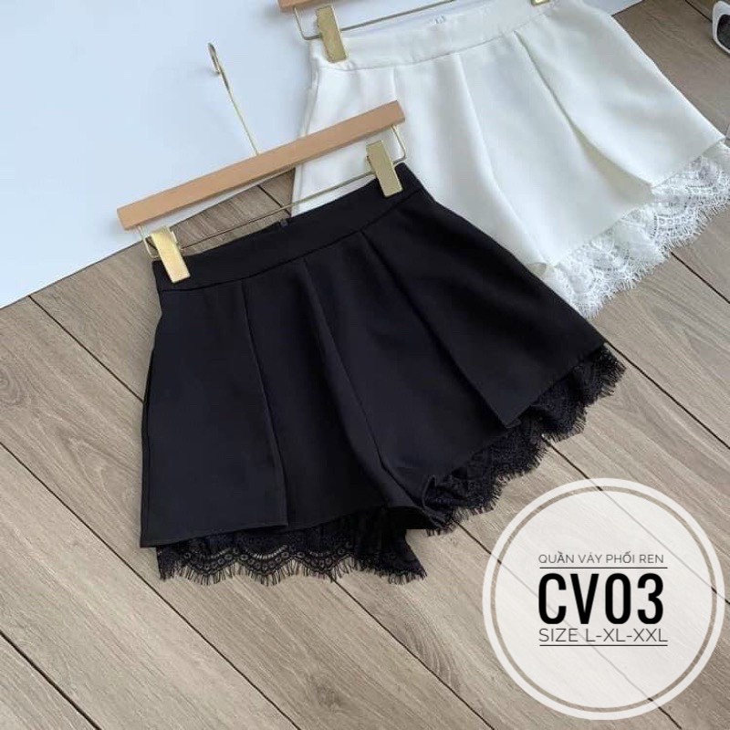 (55-90kg) BIGSIZE Quần váy phối ren CV03 MÀU SẮC trắng - đen