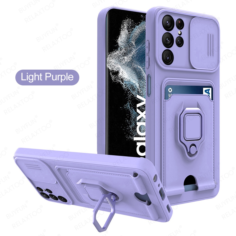 Ốp Điện Thoại Kèm Ngăn Đựng Thẻ Dạng Trượt Từ Tính Cho Samsung Galaxy S22 Ultra Samsun S22Ultra S 22 S22+