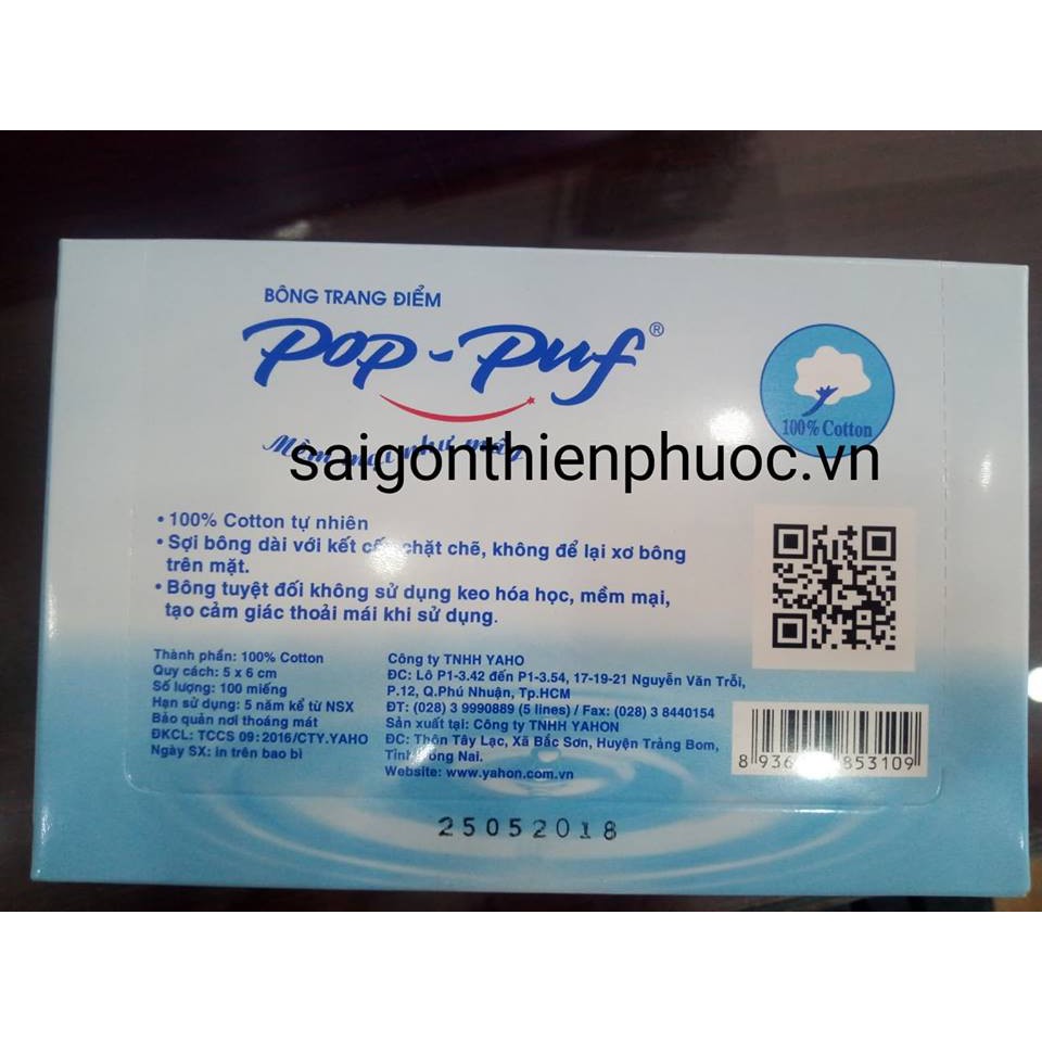 Bông tẩy trang POP PUF. 100 miếng/hộp