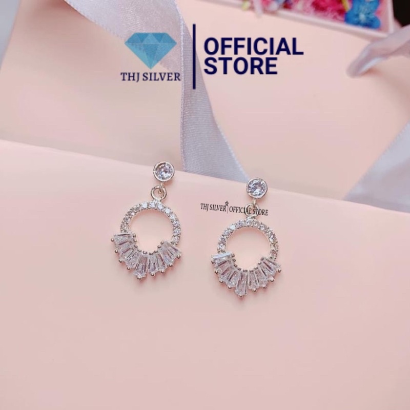 Bông tai nữ bạc ta THJ - Bông tai tròn new dáng đẹp nữ tính