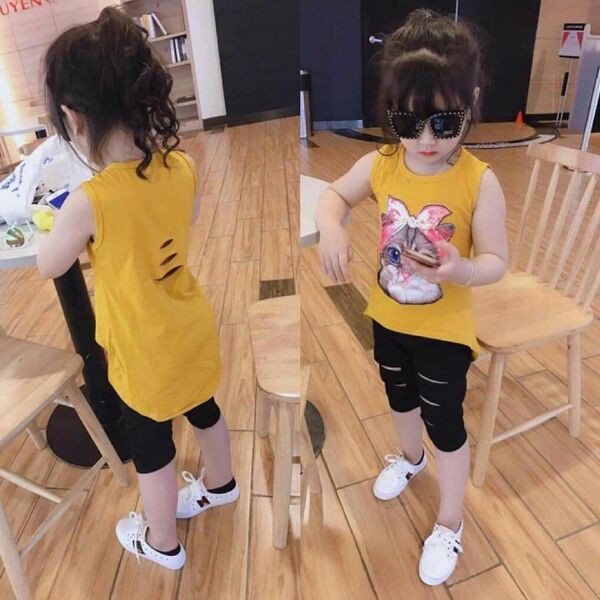 Bộ quần áo mèo phá cách bé gái từ 6 tháng đến 5 tuổi