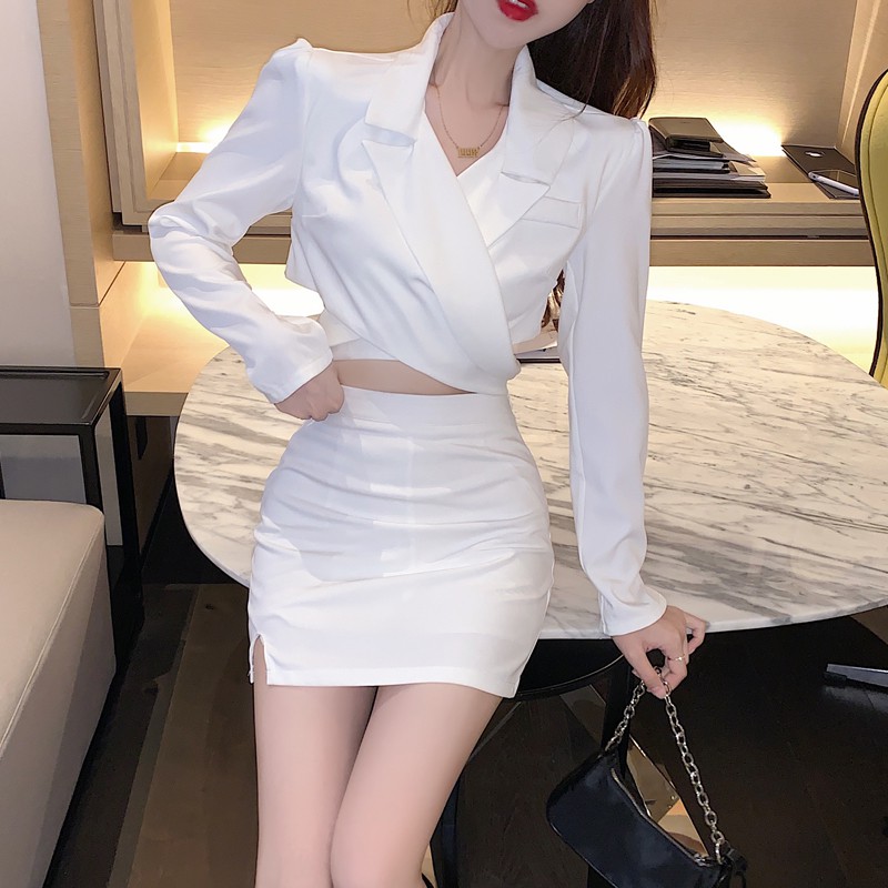 Đầm sét bộ sơ mi nữ tay dài cách điệu mini Emilyshop