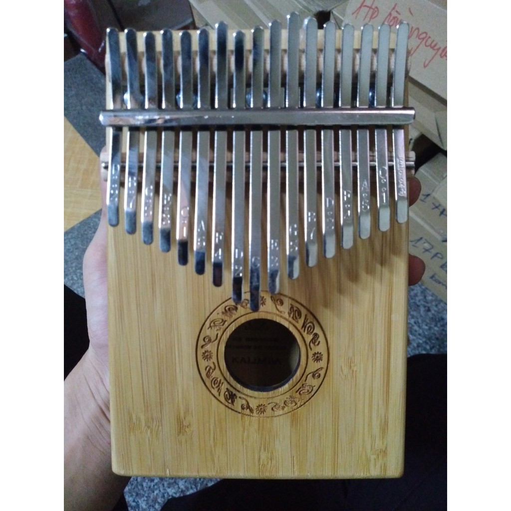 Đàn Kalimba 17 phím Gỗ Mahogany mẫu gỗ chữ khắc sẵn nốt trên phím - Thumb Piano 17 keys - HÀNG CÓ SẴN