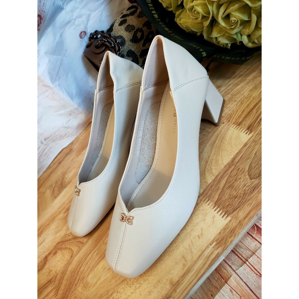 Giày cao gót nữ dusto gót vuông đế 5.5cm giày cao mũi vuông da mềm êm chân thời trang công sở rẻ đẹp -CG015