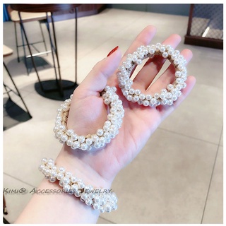 Cột Tóc Scrunchie Dây Buộc Tóc Đính Hạt Ngọc Trai Thanh Lịch Dành Cho Nữ