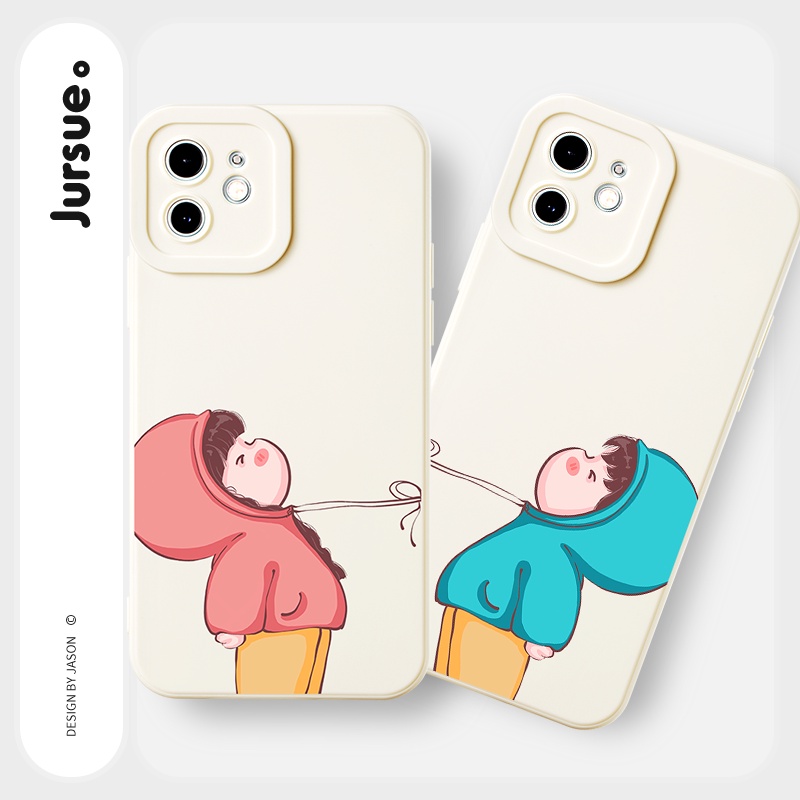 Ốp lưng JURSUE hoạt hình cặp đôi dễ thương đẹp cho iPhone 13 12 11 Pro Max SE 2020 X XR XS 8 7 ip 6S 6 Plus Y1977
