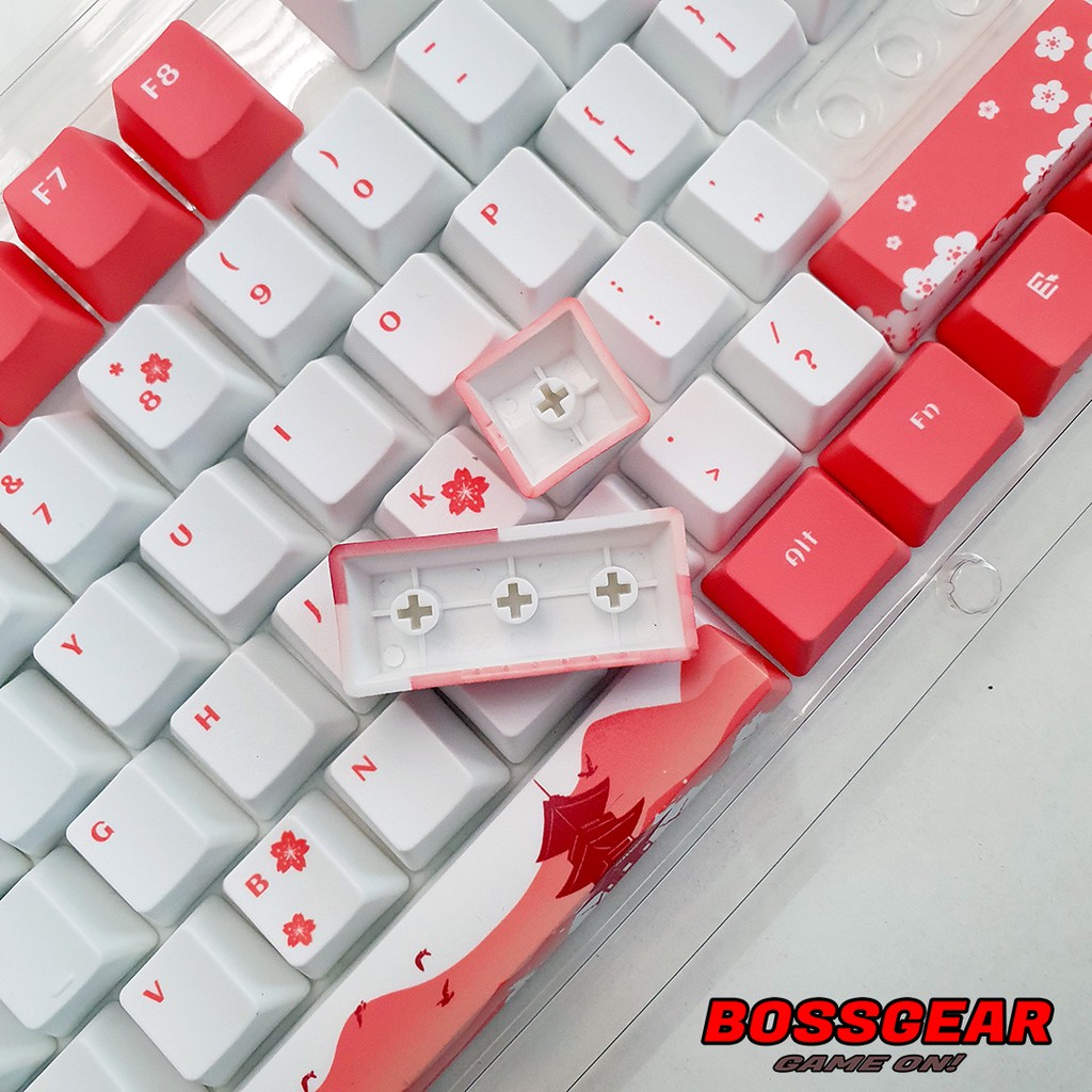 Keycap 104 Phím PBT Dye Sub Pink Cherry Blossom Hoa Anh Đào( Thick PBT, OEM Profile, Ansi Layout)