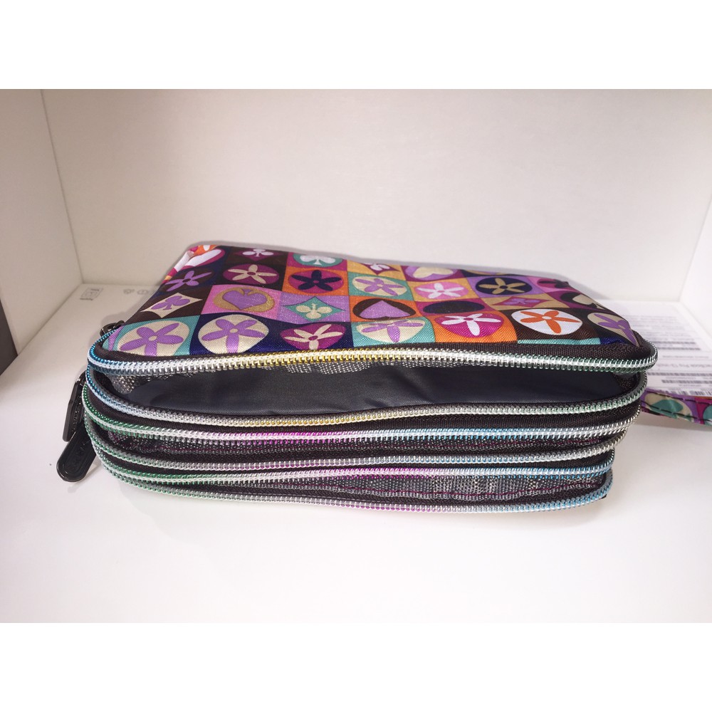 Ví hoa cầm tay 3 ngăn vải bố