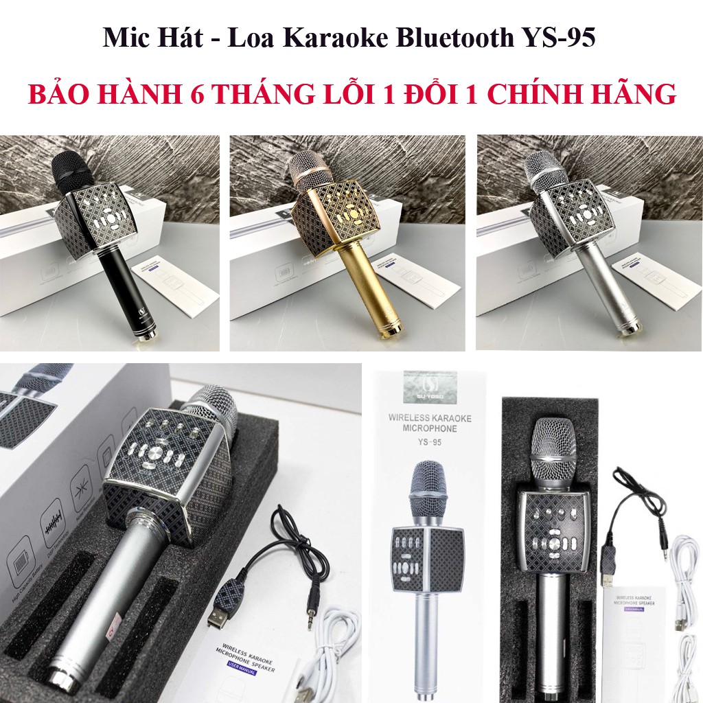 Micro Karaoke Bluetooth YS-95 Cao Cấp, Giả Giọng, Âm Thanh Đỉnh Cao, Tích Hợp Loa Bass, Bắt Giọng Tốt.