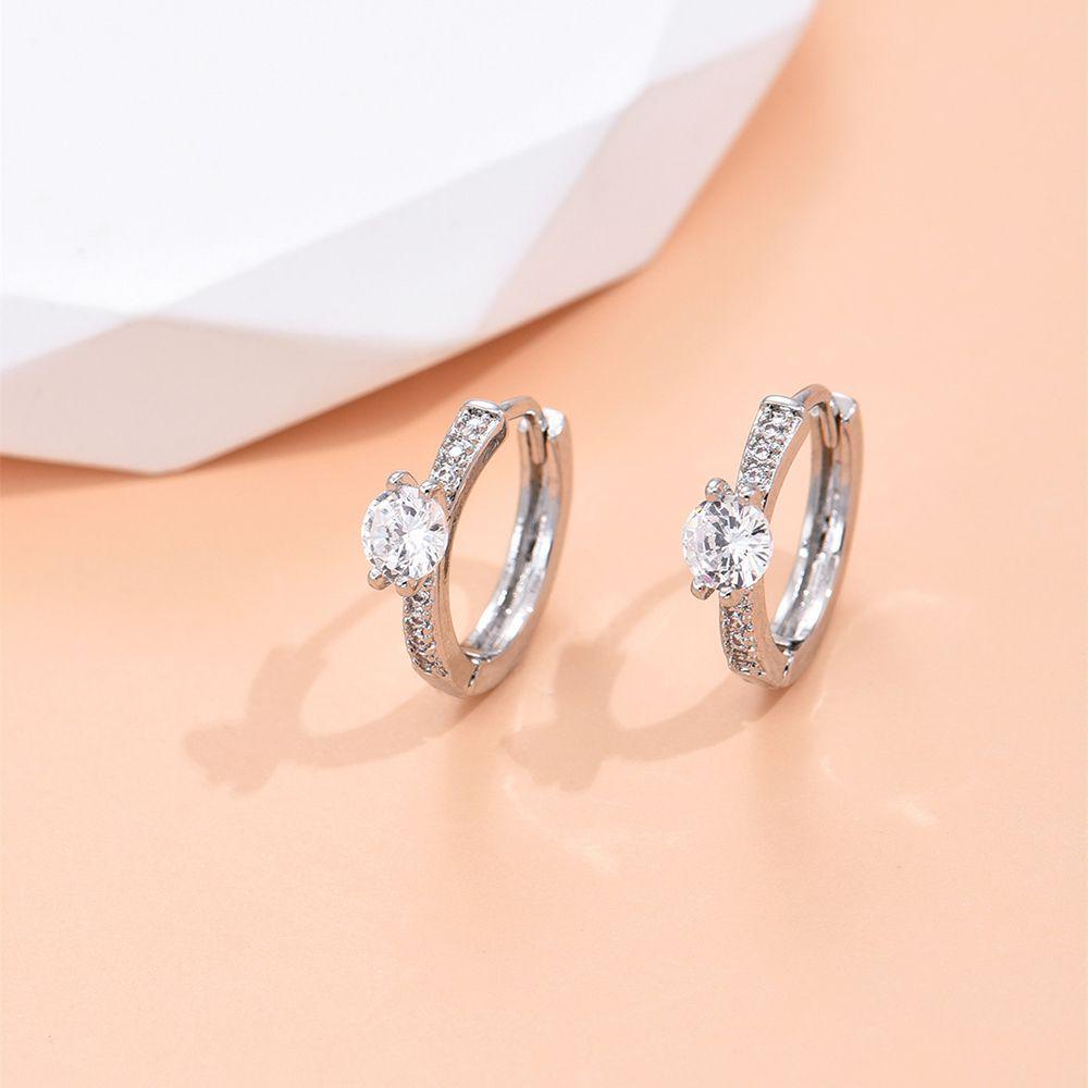 SUSANS Bông Tai Mạ Vàng / Bạc Hình Tròn Đơn Giản