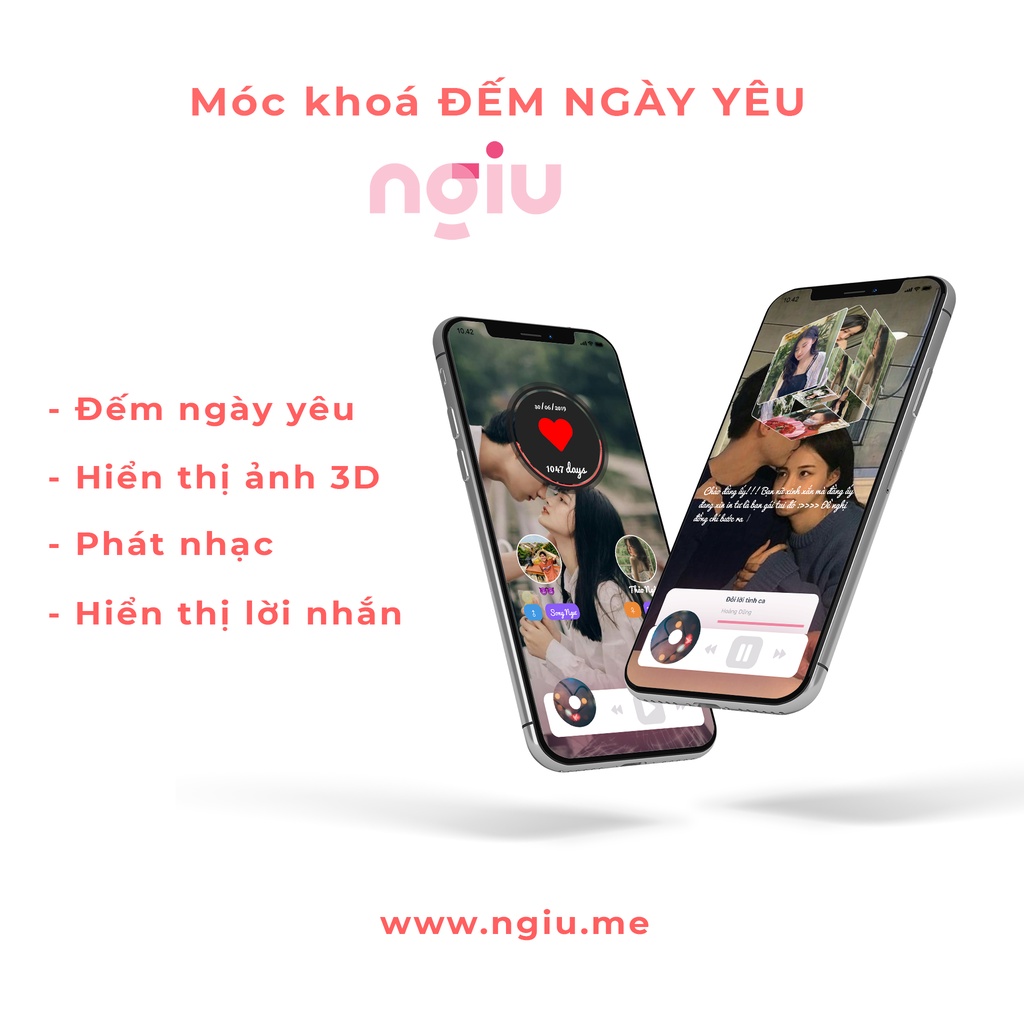 Móc khoá đếm ngày yêu NGIU.ME, in hình theo yêu cầu, móc khoá tình yêu, quà tặng cặp đôi