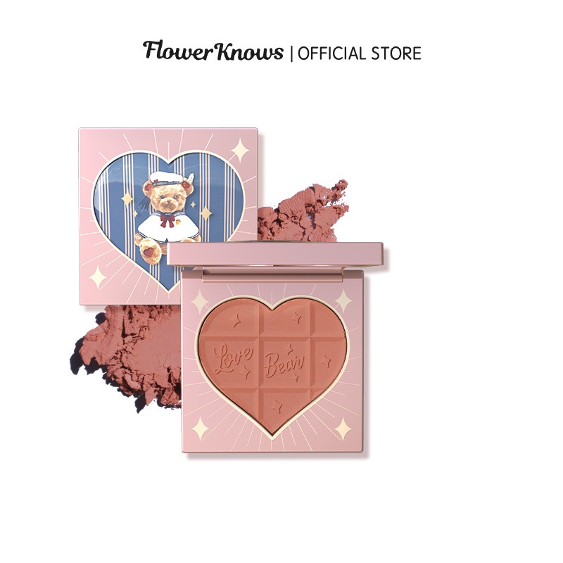 Flower Knows Love Bear Phấn má hồng họa tiết hình gấu và trái tim tùy chọn lâu trôi 4g/box | BigBuy360 - bigbuy360.vn