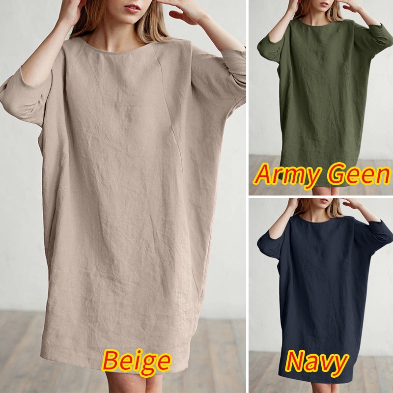Đầm dài Zanzea tay lửng có túi bên phong cách cá tính