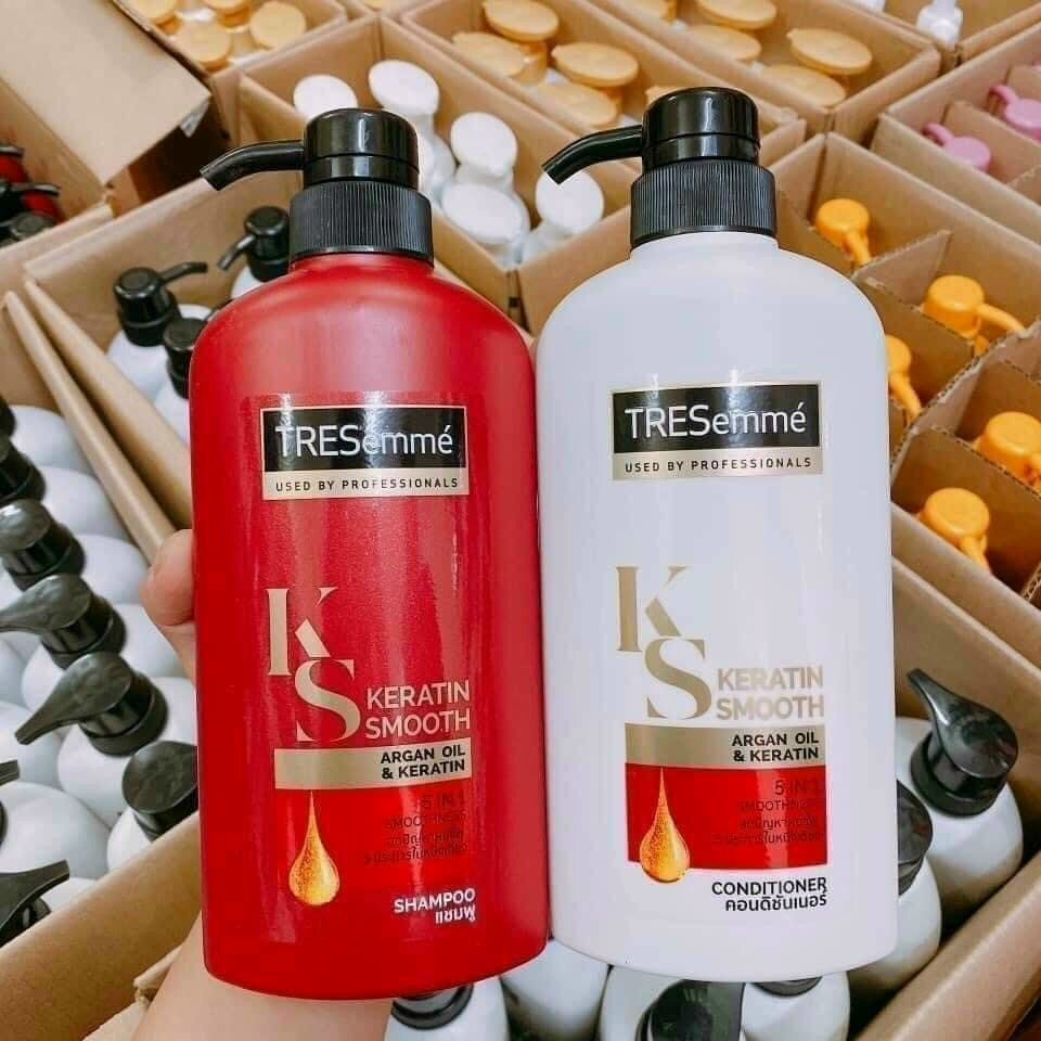 Dầu Gội, Dầu Xả TRESEMME Keratin Smooth Dưỡng tóc khô xơ rối Công thức chuẩn salon Vào Nếp Suôn Mượt