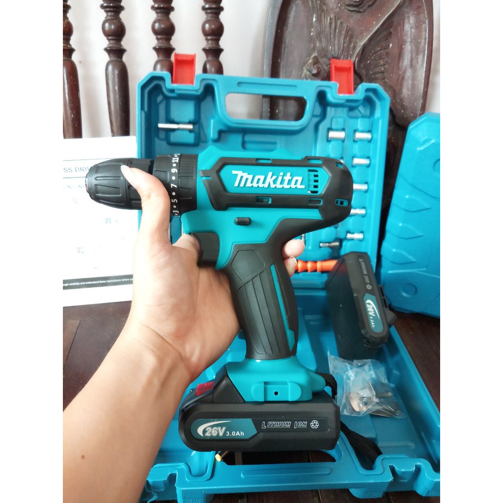 Máy khoan pin Makita 3 chức năng. tặng bộ phụ kiện 24 món