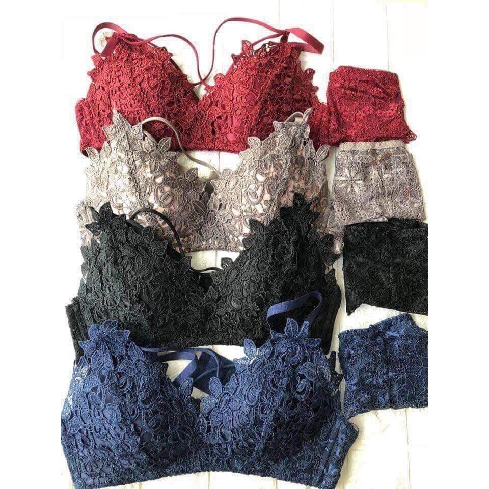 Bộ đồ lót ren dây đan ngực, mút mỏng, ngừa ung thư vú loại 1