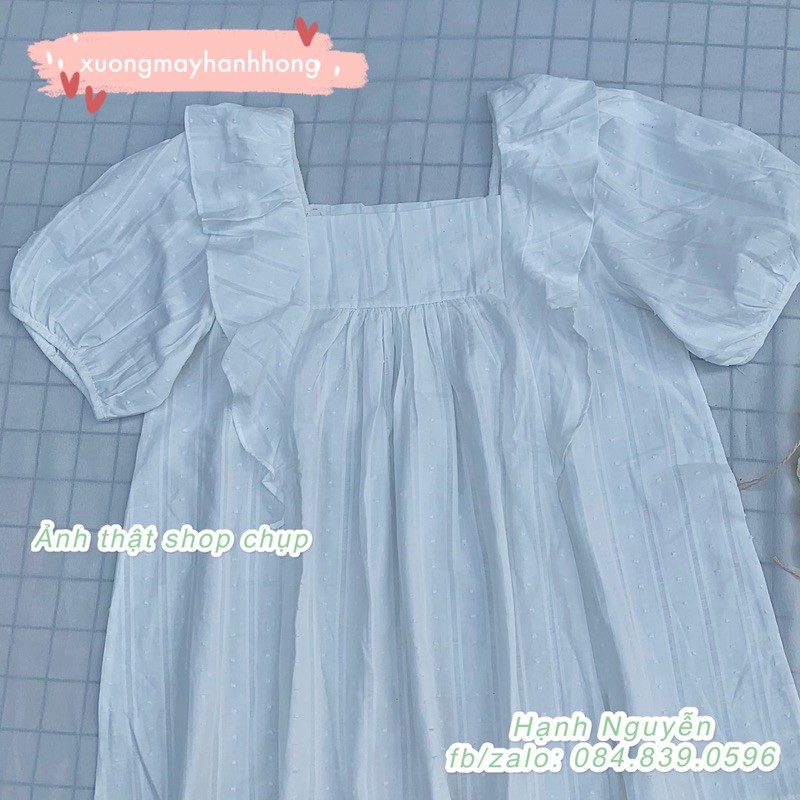 Áo babydoll trắng, áo sơ mi nữ trắng ngắn tay cánh tiên Hàn Quốc - Xưởng May Hạnh Hồng