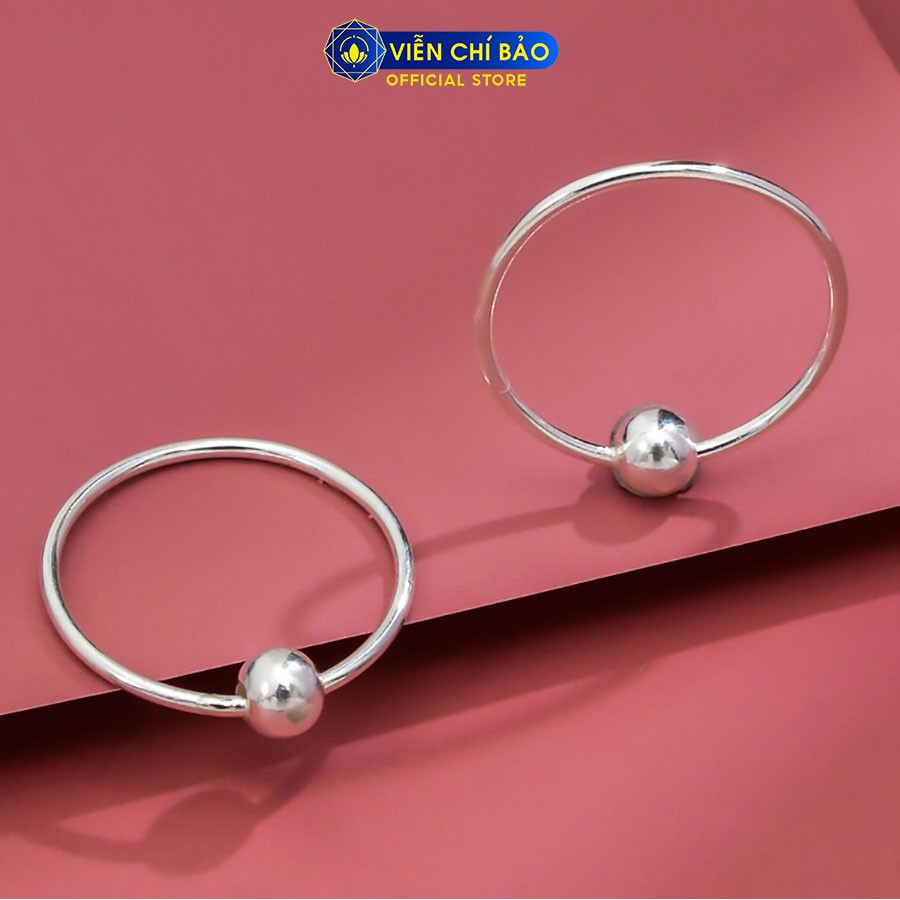 Bông tai bạc nữ vòng tròn bi chất liệu bạc 925 thời trang phụ kiện trang sức nữ thương hiệu Viễn Chí Bảo B400111