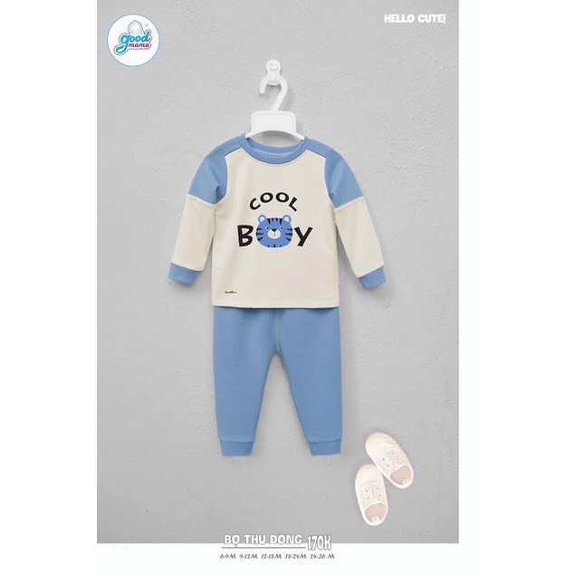 Bộ nỉ ấm GoodMama quần áo thu đông cho bé trai bé gái