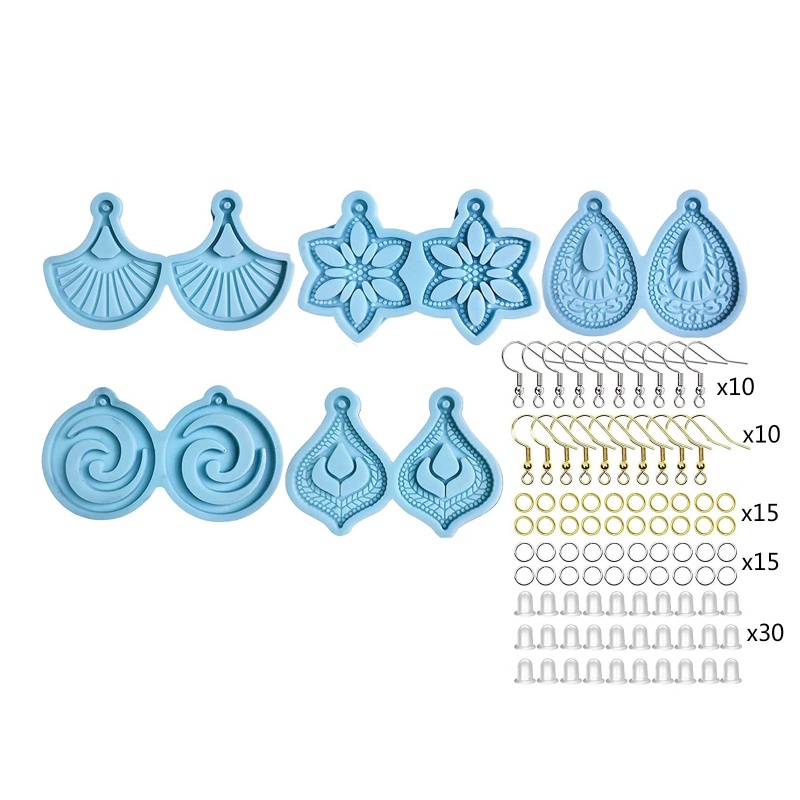 1 Bộ Khuôn Đúc + 5 Cặp Khuôn Làm Bông Tai Thả 20 Cái + 30 Vòng Khuyên Nhảy + 30 Cái